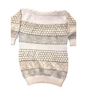 Premiere Knit Sweater Women SZ M Cream Popcorn Metallic Pastel‎ Vintage